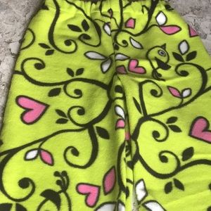 Lime pink black bird heart girls 5 Pajama pj pants